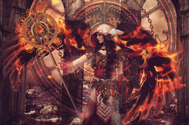 A photo maniuplation of a sorceress.