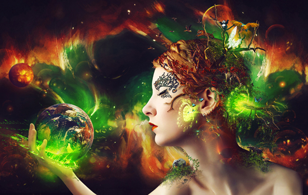 A photo manipulation of Mother Earth.